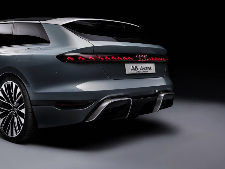 The very stylized rear of the Audi A6 Avant e-tron concept